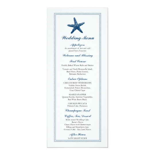 Graceful Starfish | Wedding Menu Card