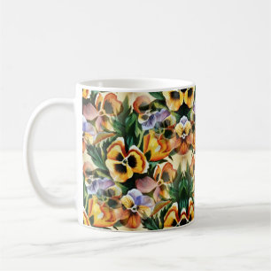 Graceful Stylish Gorgeous Vintage Pattern Pansies Coffee Mug