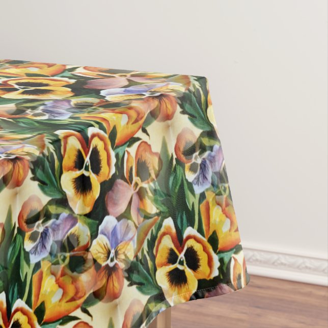 Graceful Stylish Gorgeous Vintage Pattern Pansies Tablecloth (In Situ)