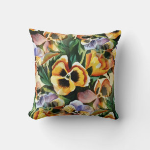 Graceful Stylish Gorgeous Vintage Pattern Pansies Throw Pillow