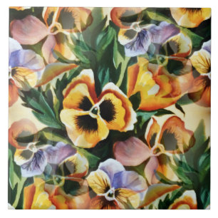 Graceful Stylish Gorgeous Vintage Pattern Pansies Tile