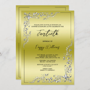 Graceful Stylish Silver Decoration Birthday Party Invitation