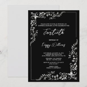 Graceful Stylish Silver Decoration Birthday Party Invitation