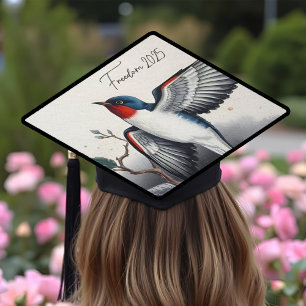 Graceful Swallow Elegant Dynamic Bird in Flight Graduation Cap Topper