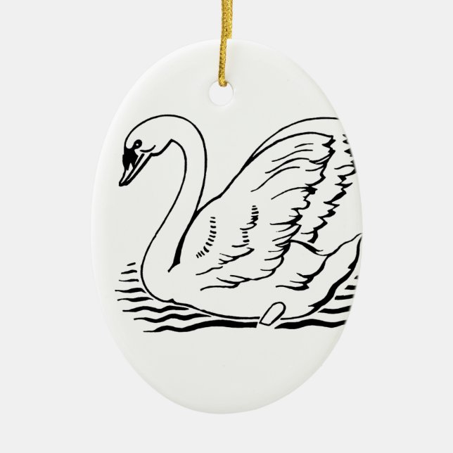 Graceful Swan Ceramic Ornament (Front)