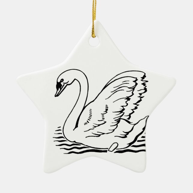 Graceful Swan Ceramic Ornament (Front)