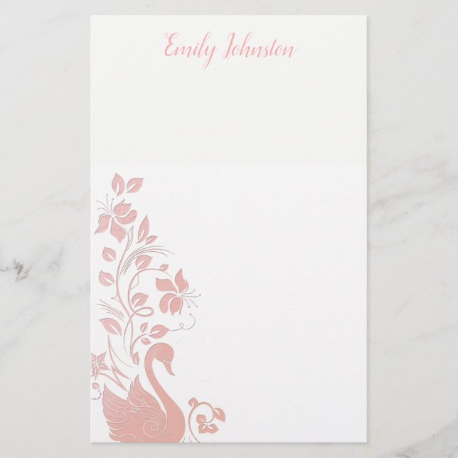 Graceful Swan Personalized Stationery (Front)