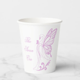 Graceful swan with butterfly wings paper cups