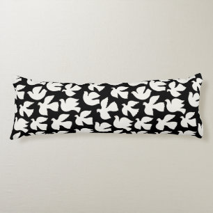 Graceful white flying doves graphic pattern body pillow
