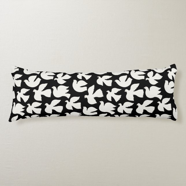 Graceful white flying doves graphic pattern   body pillow (Front)