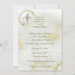 Graceful with Soft green baptism invitation