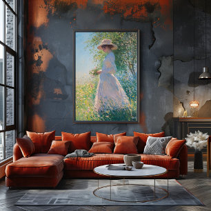 Graceful Woman in Sunlit Meadow – Impressionist Poster