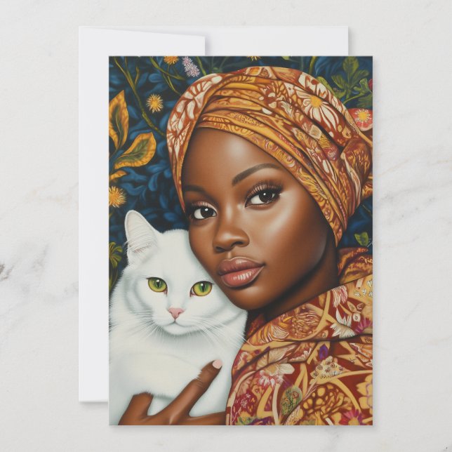 Graceful Woman with Cat Invitation (Front)