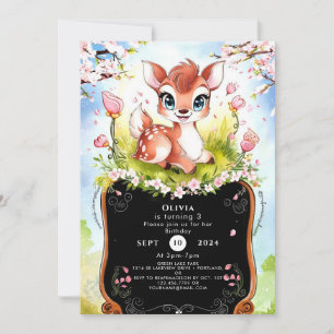 Graceful Woodland Fawn Birthday Invitation