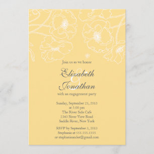 Graceful Yellow Poppy Floral Engagement Party Invitation