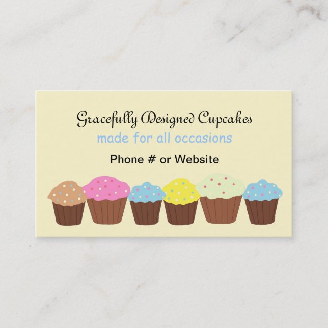 Gracefully Designed Cupcakes Business Card (Front)
