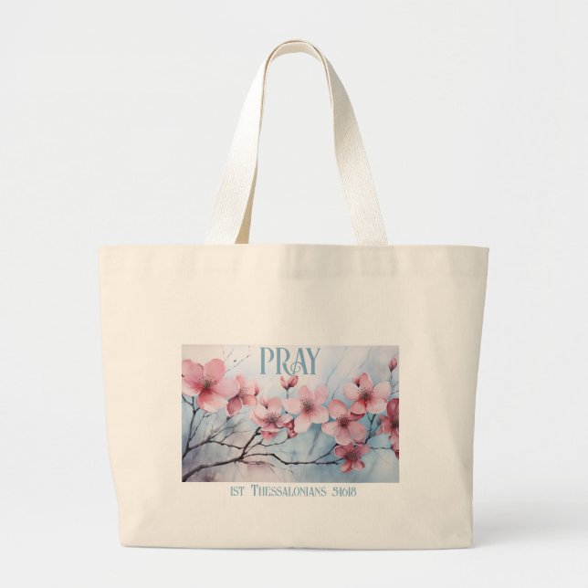 GraceGear - Pray Tote Bag-Blue Text (Front)