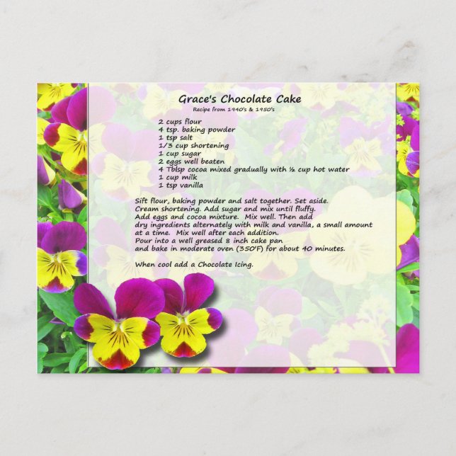 Grace's Chocolate Cake Postcard (Front)