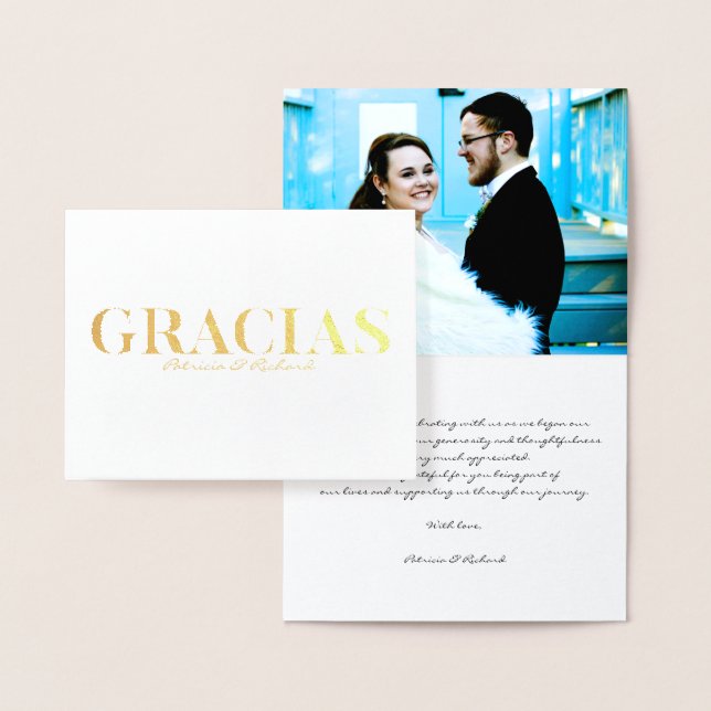Gracia Modern Font Wedding Thank You Foto Foil Car Foil Card (Display)