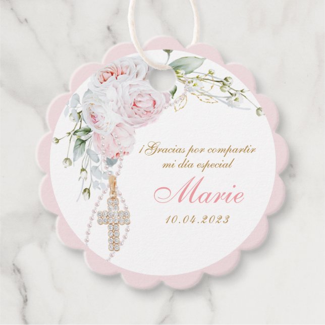 ¡Gracias Bautizo Niña Favour Tags (Front)