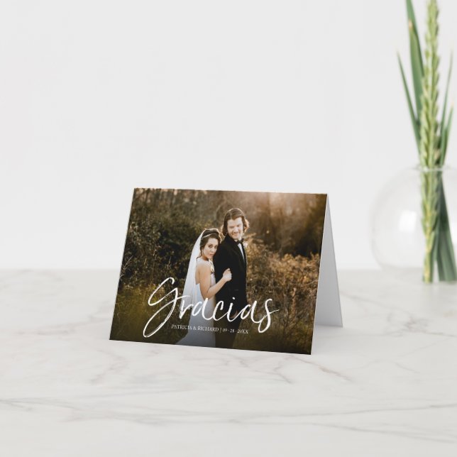Gracias Chic Script Mariage photo Merci (Devant)