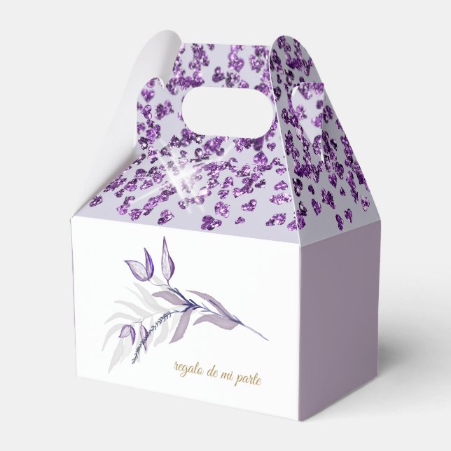 Gracias Corazón Púrpura Glitter Party Favour Favor Box (Front Side)