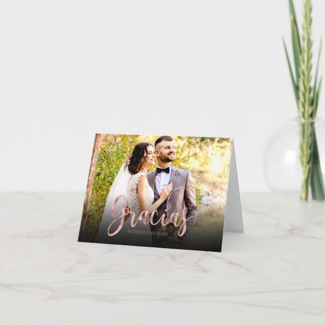 Gracias Cute Photo Wedding Spanish Thank You (Front)
