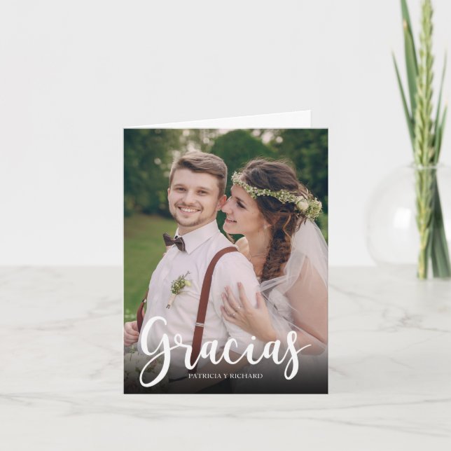 Gracias Elegant Wedding Spanish Thank You Photo (Front)