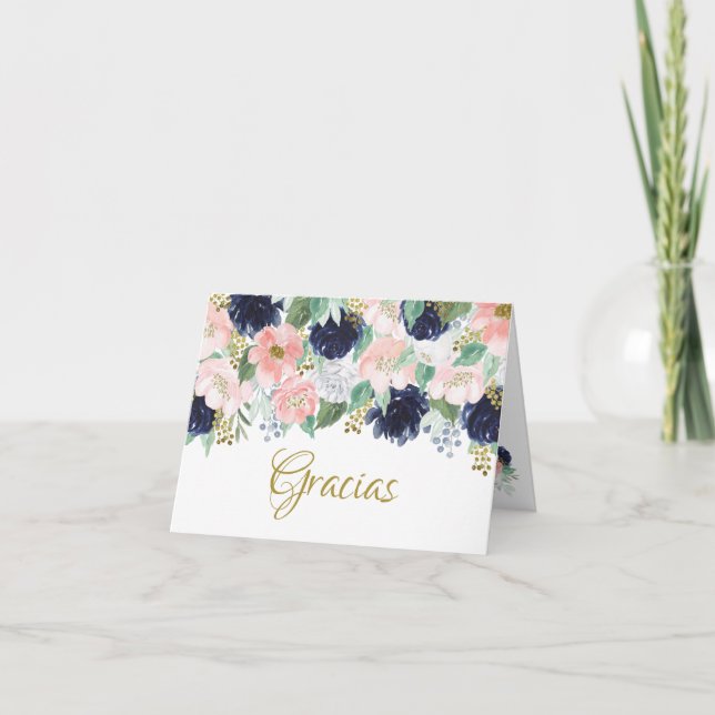 Gracias Floral Folal Carte de voeux espagnole (Devant)