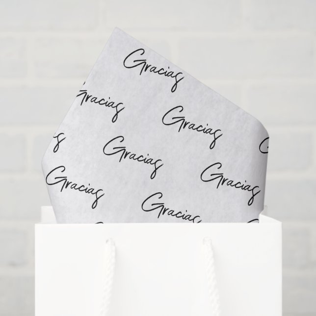 Gracias minimal Black white script Custom Business Tissue Paper (Gift Bag)