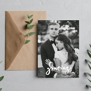 Gracias Modern Photo Wedding Thank You Card