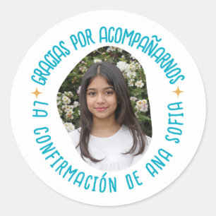 Gracias por acompañarnos confirmación con foto classic round sticker