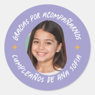 Gracias por acompañarnos cumpleaños con foto classic round sticker