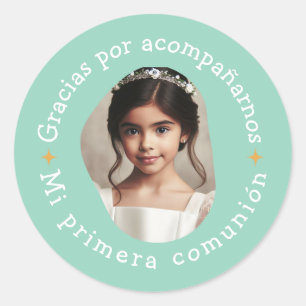 Gracias por acompañarnos mi primera comunión foto classic round sticker