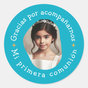 Gracias por acompañarnos mi primera comunión foto classic round sticker