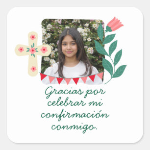 Gracias por Celebrar Mi Confirmación con Foto  Square Sticker