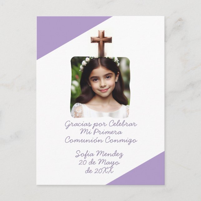 Gracias por Celebrar Mi Primera Comunión con Foto  Postcard (Front)