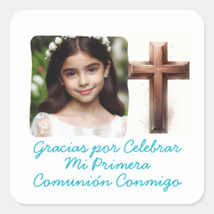 Gracias por Celebrar Mi Primera Comunión con Foto  Square Sticker