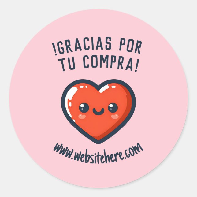 Gracias Por Tu Compra Corazón Kawaii Classic Round Sticker (Front)