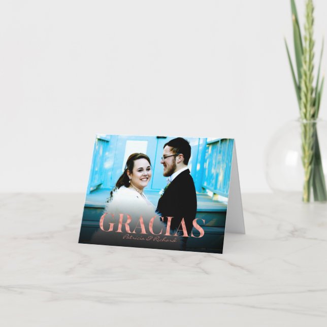 Gracias Rose Gold Foil Wedding Thank You Photo (Front)
