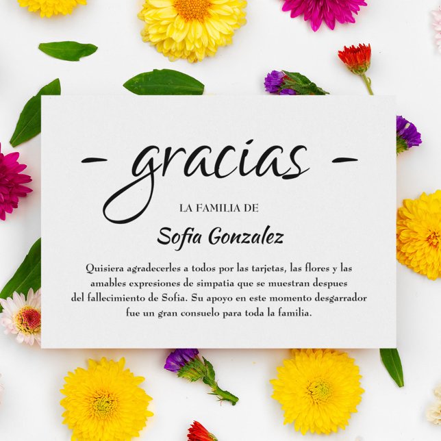 Gracias Simpatia | Spanish Sympathy Thank You Card (Creator Uploaded)