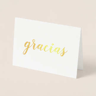 Gracias Spanish Thank You Brushstroke Script Gold Foil Card
