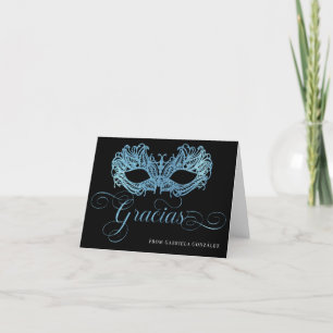 Gracias Sparkling Blue Quinceanera Carte de remerc