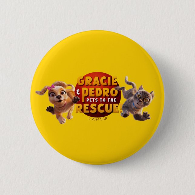 Gracie & Pedro Adventure Awaits 2 Inch Round Button (Front)