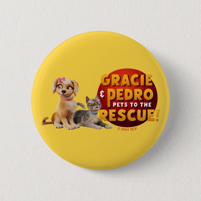 Gracie & Pedro Dynamic Duo 2 Inch Round Button (Front)