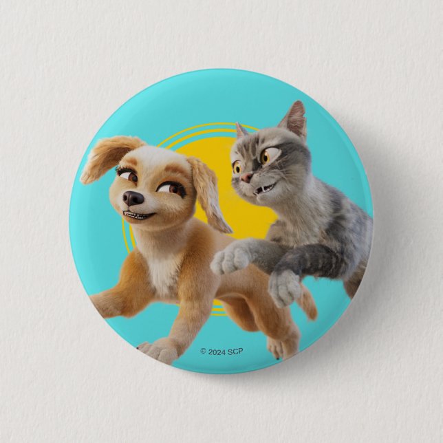 Gracie & Pedro Unleashed 2 Inch Round Button (Front)