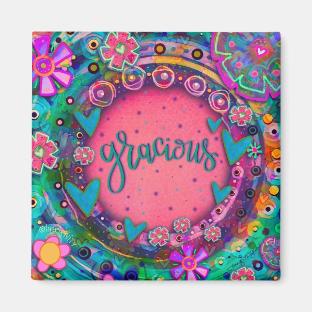 Gracious Pretty Fun Floral Modern Inspirivity Magnet (Front)