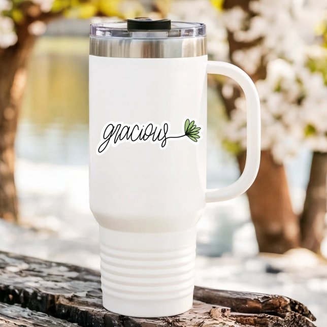 Gracious Word Flower Laptop | Die-Cut Sticker (Gracious Affirmation Sticker by PiggyPrints Stickers. )