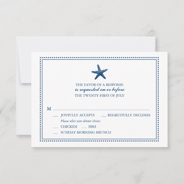 Gracity Starfish | Mariage RSVP avec choix de menu (Devant)