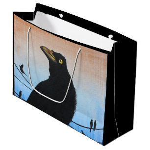 Grackle Austin Texas Bird Lover Wildlife Painting Large Gift Bag